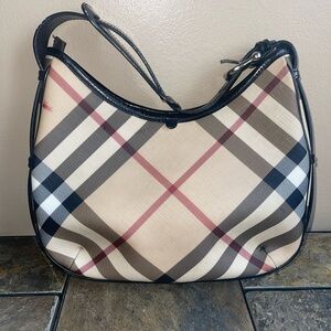 Burberry Nova Check Check Hobo Shoulder Bag in Beige Plaid